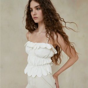 NWT Loeffler Randall Micah Off White Cream Gathered Bodice Top.